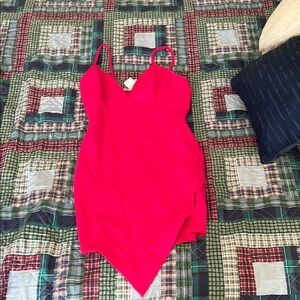 Vibrant Pink Asymmetrical Strappy Dress